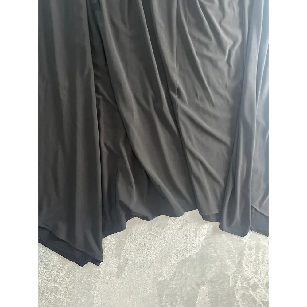 Lane Bryant Black Sharkbite Hem Skirt | Flowy Pull-On Midi | Size 22/24